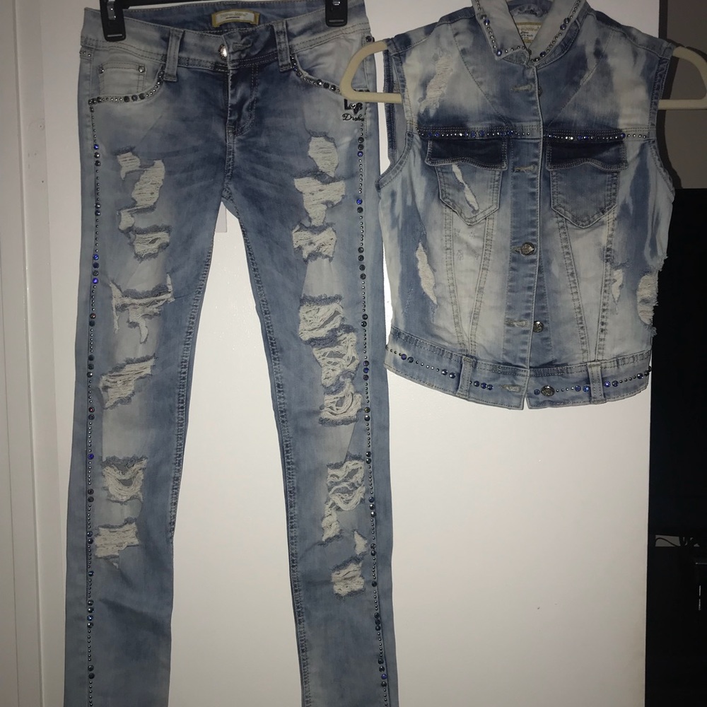 Dishe European jeans and vest. Size sm